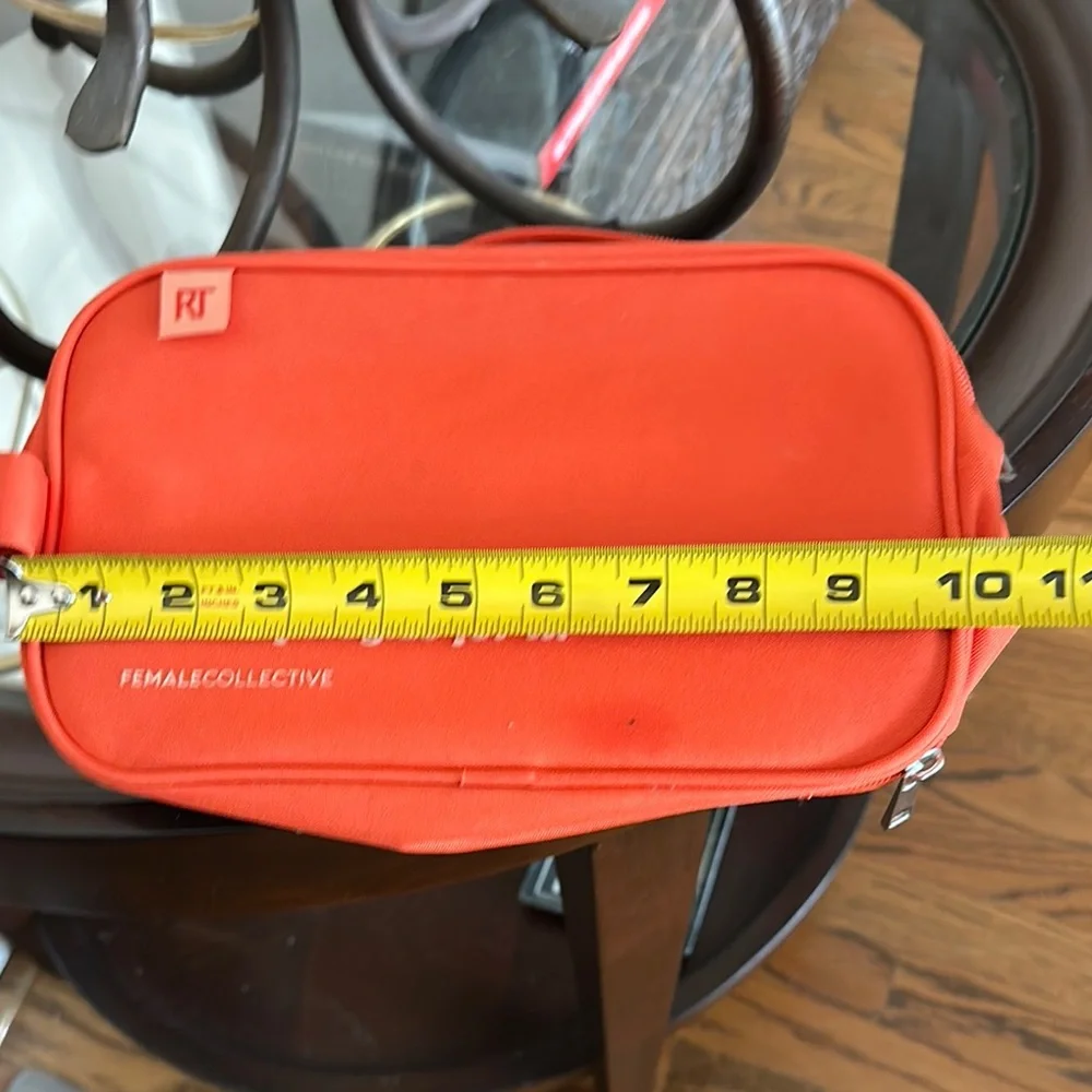 Like New! Orange two compartment Cosmetic Bag with Inspirational Quote